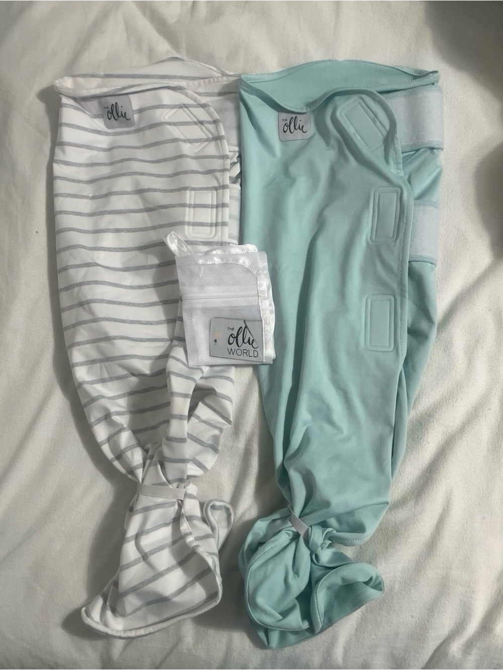 Ollie Baby Swaddle Duo - Mint & Gray Stripe